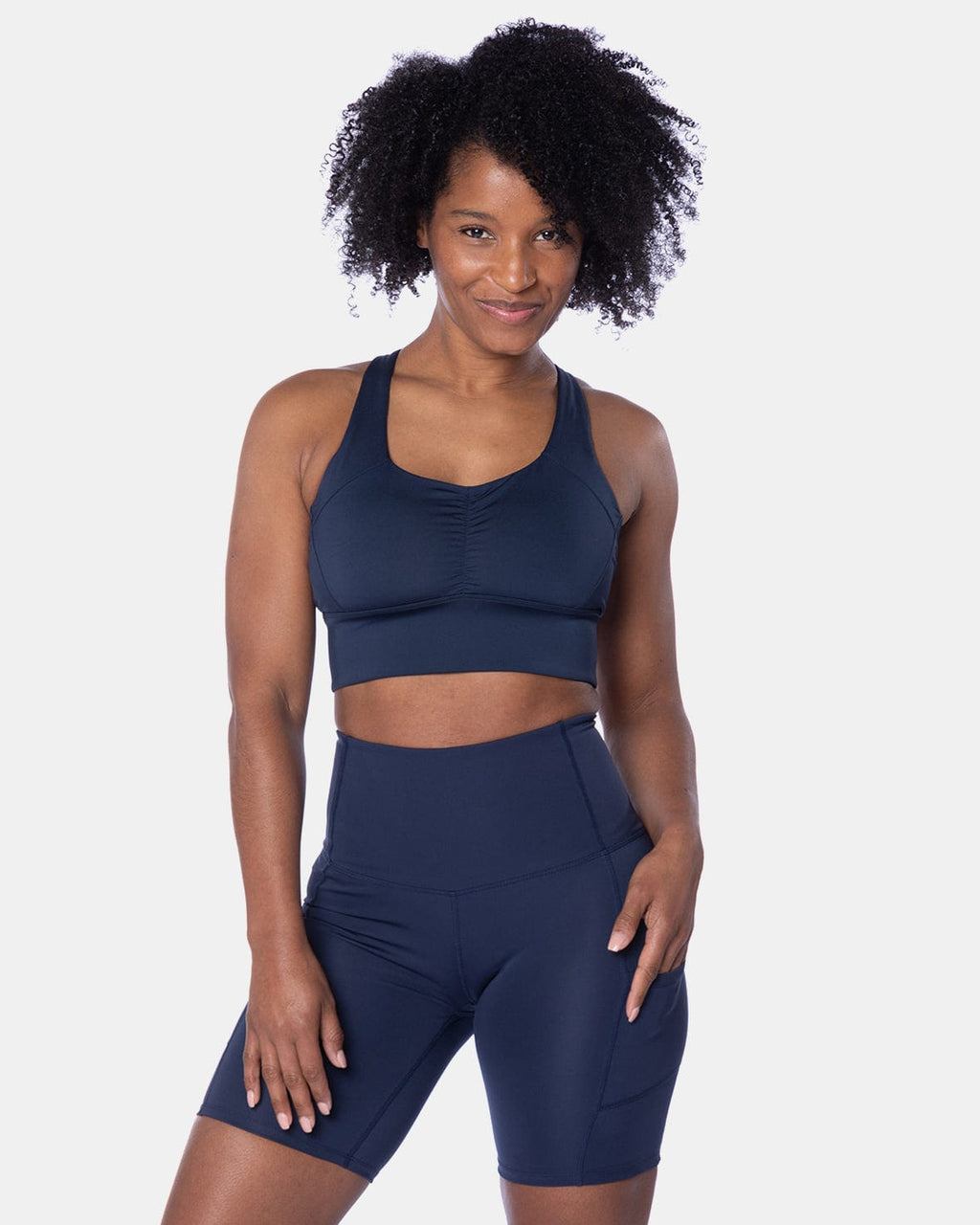 Hi Five High-Waisted Biker Short – Night Swim Navy-1